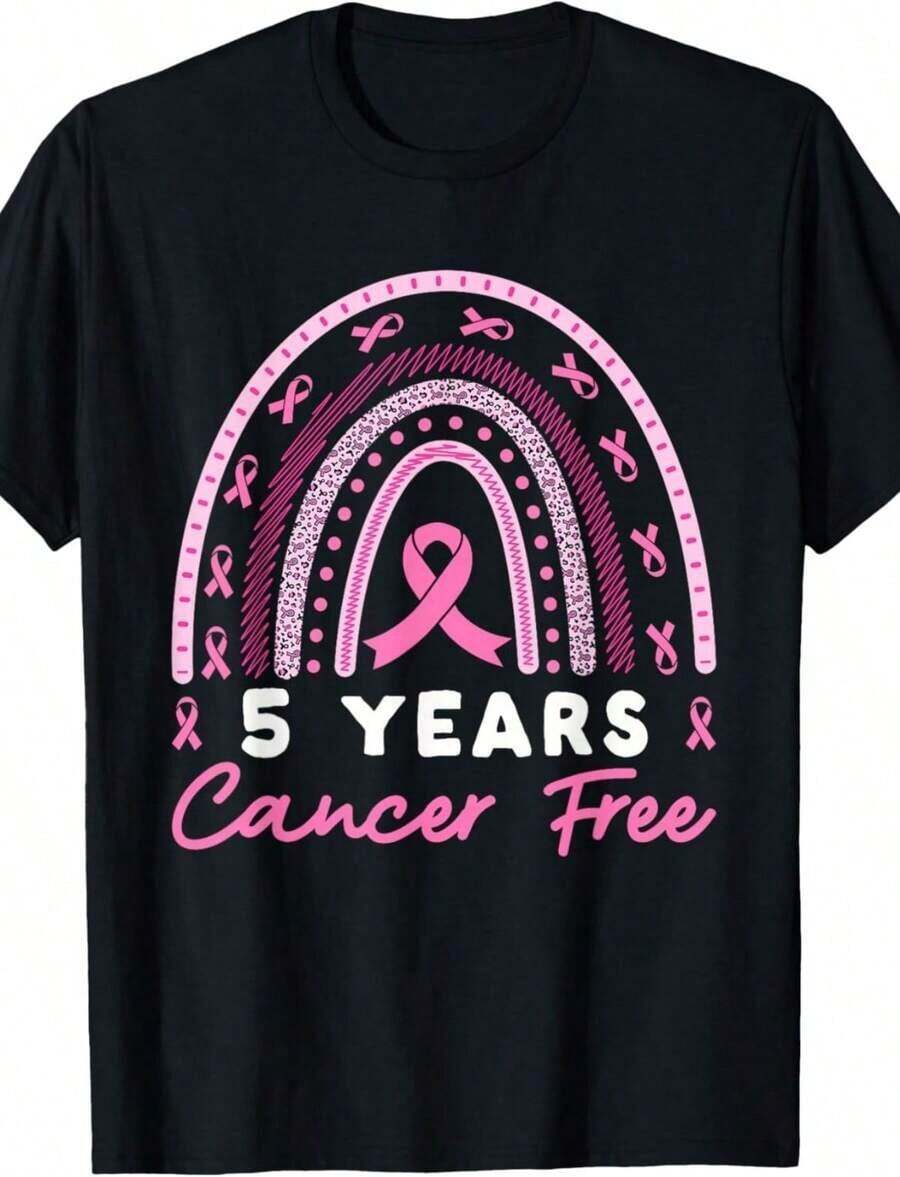 Camiseta para Mujeres Sobrevivientes del Cáncer de Mama (5 Años Libres de Enfermedad) Transpirable y cómoda - Negro 5 - Ver 1