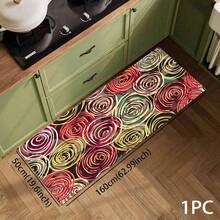 1 pieza Alfombra con estampado de patrón de líneas minimalista y colorido, serie de felpudo largo, adecuada para sala de estar, lavandería, baño, dormitorio, cocina - Multicolor - Ver 12