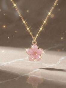 1pc Bohemian Style Floral Necklace, Nature-Inspired Jewelry For Girls - one-size - View 2