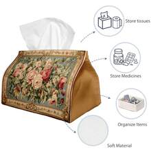1pc Luxury Retro Floral Frame Tissue Box, Soft Polyester Material Creative Desktop Tissue Holder, Practical Tissue Box For Home, Wedding, Party, Dining Table, Car Decor, Minimalist Design - Multicolor - View 5
