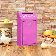 Cash Box Money Collection Metal Donation Box With Lock Wall Mount Pre Drilled Mailbox Delivery Ballot For Home Office Outdoor Self Serve Stand In Black, Measuring 10.2 X 5.7 X 2.8 Inch - Red - View 7