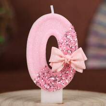 1PC Pink Polka Dot Bow 0-9 Number Birthday Candle Creative New Style, Wedding Decoration, Suitable For Cake Decoration, Dessert Table, Party Birthday Celebration Candle. - View 20