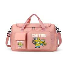 Miniso 小黄人健身旅行包 - “CAUTION” 团体印花，粉色运动旅行随身包，适合过夜旅行和健身 - 粉色 - 查看 7