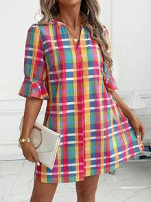Vestido floral nuevo de otoño para mujer, vestido corto versátil adecuado para uso diario, salidas casuales y diversas ocasiones - Multicolor 4 - Ver 8