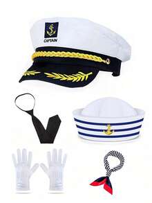 帽子套裝 海軍帽 水手帽 船長帽 小麥穗帽 情侶款 角色扮演服飾配件套裝 圍巾 Cosplay 動漫活動穿搭 派對聚會 節慶 - 彩色 - 查看 11