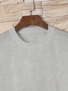 Boys' Casual Short Sleeve T-Shirt With English Capital Letter Print, Fashionable Spring/Summer Sports Top, Sizes 5-6, 6-7, 8-10, 12-14, 14-16 (Clothing Excludes, Other Decorations Not Sold), For Teenagers - 灰色 - 查看 5