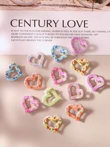 10/20/30个可爱花朵心形发夹，田园风迷你发爪，马卡龙色发饰，女士休闲半扎发发夹 - 彩色 - 查看 3
