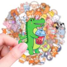 50pcs Cartoon Animal Stickers, Waterproof Decals For Notebook, Water Bottle, Luggage, Cute Ins Style, DIY Materials, Suitable For Phone Case And Notebook - 50 Cartoon Animal Stickers - View 2