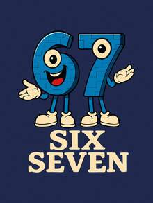 2件組青少年男孩時尚短袖套裝，印有「SIX SEVEN」數字67圖案，圓領短袖設計，適合日常休閒穿著 - 藏蓝色 - 查看 11