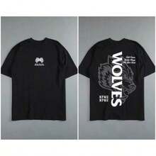Summer Tops Darcsport T-Shirt, American  Brand, Classic Wolf Head Print, Pure Cotton Short-Sleeve T-Shirt, Loose Fit, Unisex, Plus SizeLoose And Comfortablesummer Clothes - Đen và Hồng - Xem 7