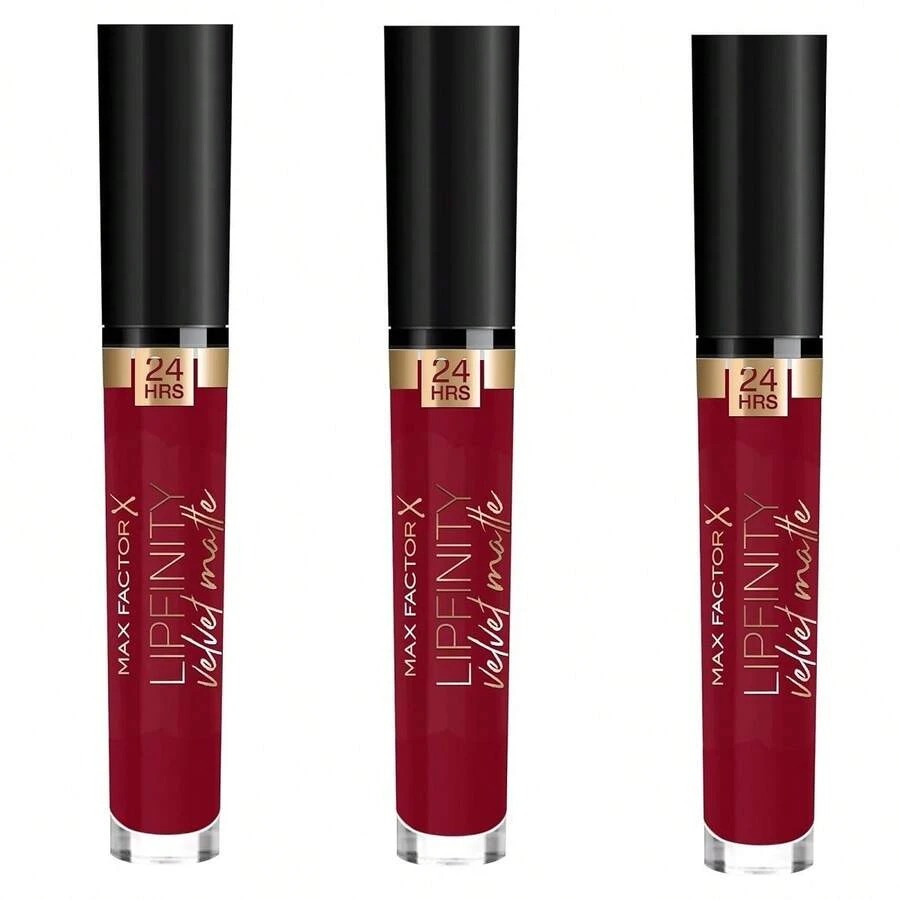 3 Pcs Max Factor Lipfinity Velvet Matte Lipstick - Red Allure 090 - Red Allure - View 1