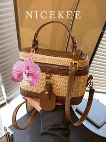 Un petit sac carré de style vacances, un sac à main décontracté  artificiel, un sac bandoulière de tempérament quotidien, convient pour les trajets quotidiens et les vacances - Multicolore - Voir 2