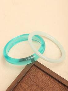 1pc/2pcs Retro Energetic Resin Leopard Print Acrylic Round Bangle Bracelet, Suitable For Daily Wear, Parties And Gatherings - Green - View 10
