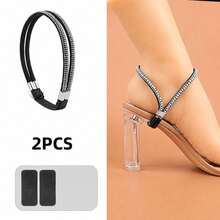 2 piezas de correas elásticas con pedrería para zapatos de tacón alto, correas de tobillo desmontables antideslizantes para sujetar zapatos sueltos - Multicolor - Ver 13