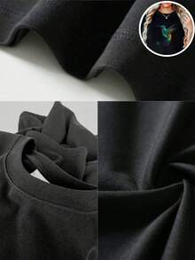1pieza Blusas para Mujeres Blusas Hermosas para Mujeres Ropa para Mujeres 180G Negro y Blanco, Multicolor Pájaros Colibríes de Neón, Alta Calidad Camiseta, Cuello Redondo, Corte Básico Sueltos, para Hombres y Mujeres, Transpirable, Versátil, Lavable en Máquina, Cómoda, Tallas S~3XL, Diario, Casual, Deportes, Esencial Verano - Negro - Ver 4