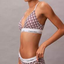 Calvin Klein Icon Cotton Modal Lightly Lined Triangle Bralette QF8498 - Bijou Modern Emblem / Spring Lilac - 查看 4