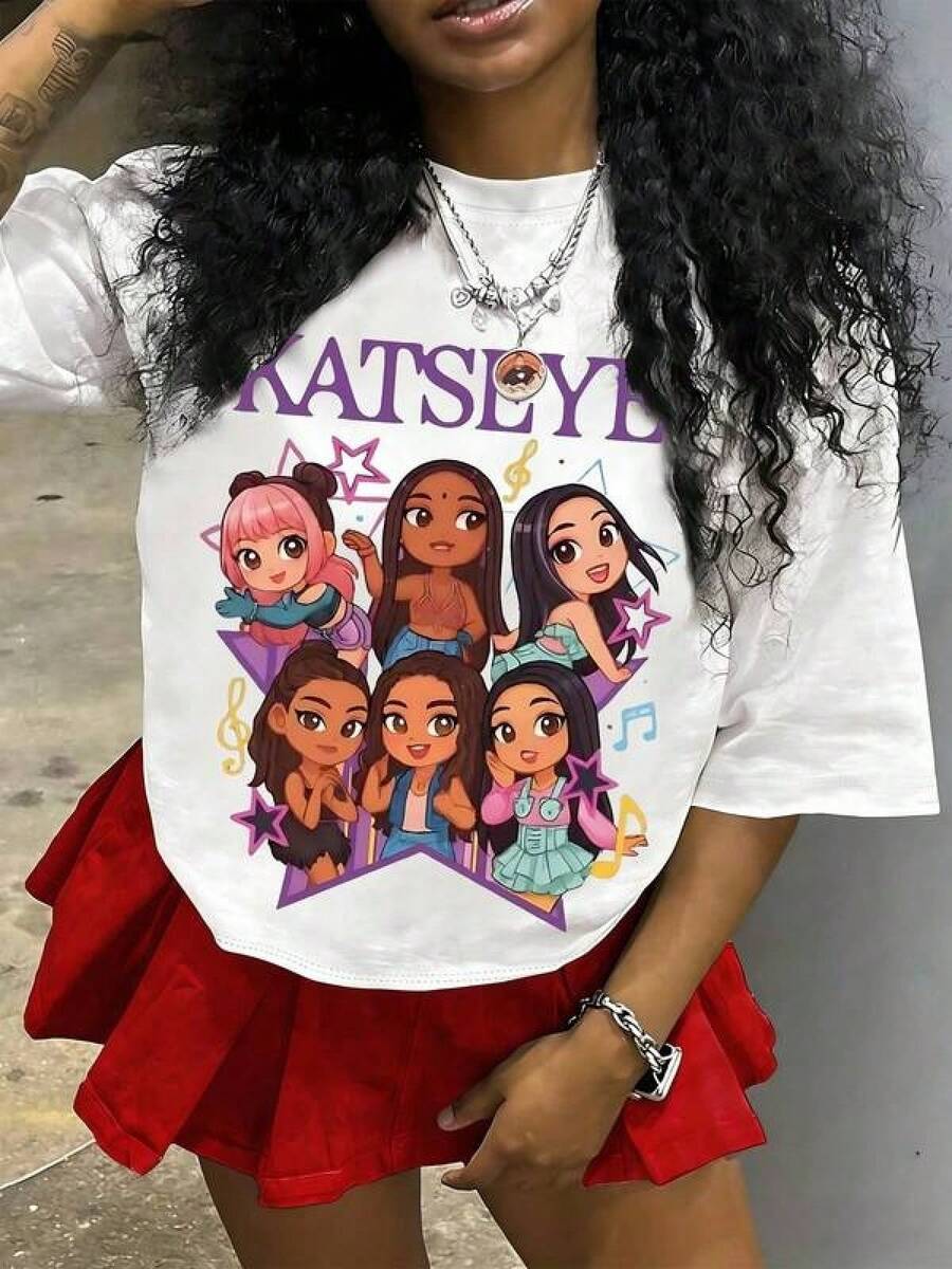 K-Pop Music Shirt, Katseye Tshirt - Soft & Skin-Friendly, Comfortable Round Neck, Stretch & Breathable, Machine Washable - Unisex Summer Outfit For Boys & Girls Ages 5-14, Perfect For Daily Wear, Family Gatherings, Birthday Parties - Ideal Gift For Fans & KidsLayeras De Mujer Algodon Blusas Frescas Para El Calor Blusas Dama Playeras De Dama Playeras Mujer Blusa Blanca Playeras Basicas De Mujer Blusas Oversize Para Dama Playeras Oversize De Mujer  Y2k Mujer Verano Camisetas De Mujer Algodón Playeras Para Mujer Blusas Casuales Para Dama Envio Nacional - Blanco - Ver 1