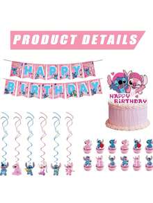 Bộ trang trí tiệc sinh nhật chủ đề Stitch màu hồng của Disney, banner xoắn ốc treo trang trí bánh kem hình Stitch, đồ dùng tiệc Stitch, hoàn hảo cho tiệc sinh nhật trẻ em, họp mặt gia đình, lễ kỷ niệm ngày lễ, tiệc mừng em bé chào đời, tiệc tốt nghiệp, dã ngoại ngoài trời, tiệc theo chủ đề ngày lễ, đạo cụ chụp ảnh, trang trí tiệc gia đình, trang trí phòng, quà sinh nhật cho bé gái, phụ kiện trang trí tiệc hoạt hình chủ đề Stitch, phù hợp cho các lễ kỷ niệm ở mọi lứa tuổi. - Nhiều màu - Xem 4