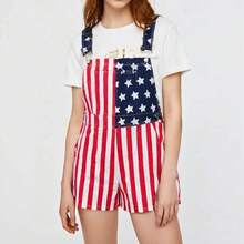 Unisex American Flag Bib Overalls, Soft Stretch Pants For July 4th, Memorial Day, Parade, Festival, Party & Summer Streetwear - L - View 4