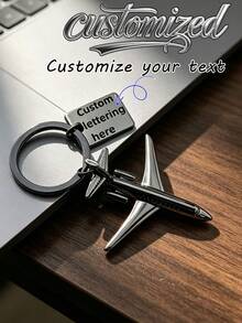 1 pieza Llavero de avión personalizable con grabado láser, regalo de moda adecuado para familiares, amigos y compañeros de clase, diseño de avión, material de metal - Multicolor - Ver 5