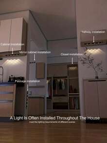 1 pieza Luz LED con sensor de movimiento para gabinete, Luz LED con sensor de movimiento, Luz decorativa, Luz LED para gabinete, Luz inteligente ultra delgada para encimera de cocina, 3 temperaturas de color, Adecuada para cocina, dormitorio, gabinete, armario, escaleras, pasillo - Luces de la colina - Ver 11