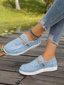 Giày lười chống trượt, giảm sốc, thoải mái, siêu nhẹ, kiểu dáng casual cho nữ, màu trơn, đế mềm, thích hợp cho hoạt động ngoài trời, mọi mùa, kiểu dáng mới nhất mùa Xuân/Hè/Thu 2026. - Màu xanh lam - Xem 6