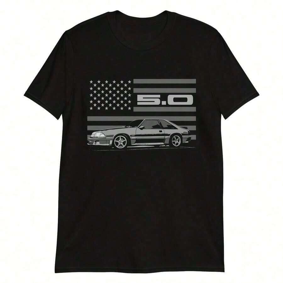 Camisetas de manga corta para mujer 100% algodón, cuello redondo, camiseta Mustang GT 5.0 Foxbody Fox Body An Icon, camiseta de manga corta unisex. - Negro - Ver 1