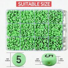 100/500颗0-9亚克力数字圆珠手链制作套装，4x7mm心形珠子，适用于手链、项链、友谊饰品DIY手工，绿色+黑色隔珠，友谊手链DIY套装 - 綠色 - 查看 2