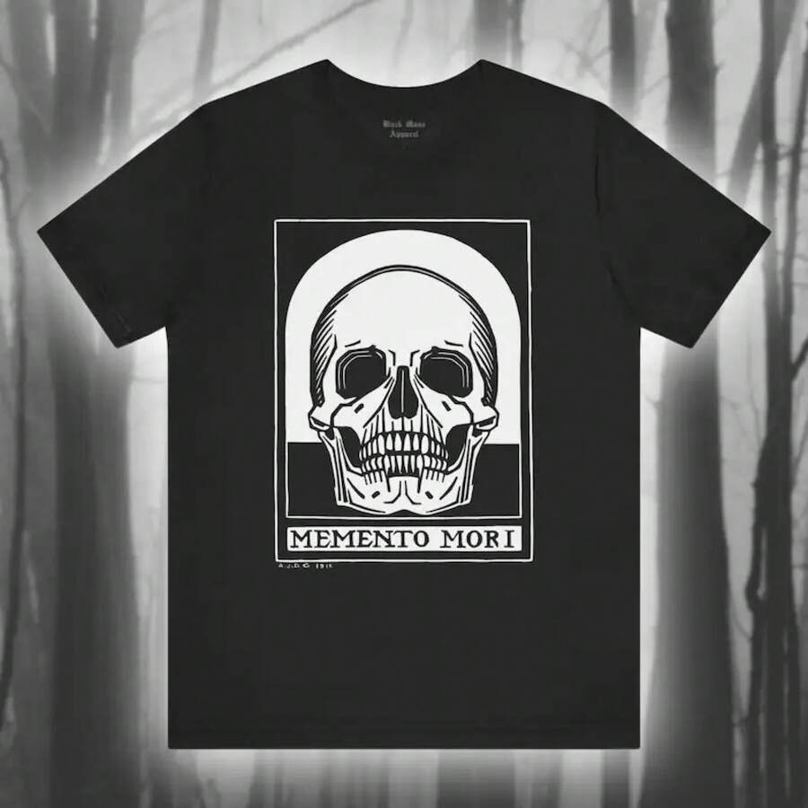 Camiseta Memento Mori, Danse Macabre, camiseta de calavera, camiseta de Dance of Death, camiseta gótica, esqueleto, camiseta unisex gótica de manga corta - Negro - Ver 1