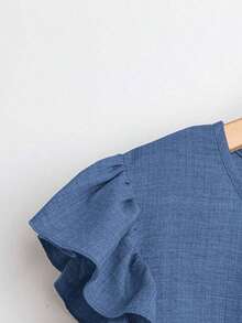 Set casual de 2 piezas para mujeres: Top de manga corta cuello redondo sólido y pantalones - Albaricoque - Ver 10