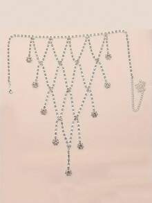 1pc Women's Rhinestone Shoulder Chain, Suitable For Formal Occasions - Silver - View 3