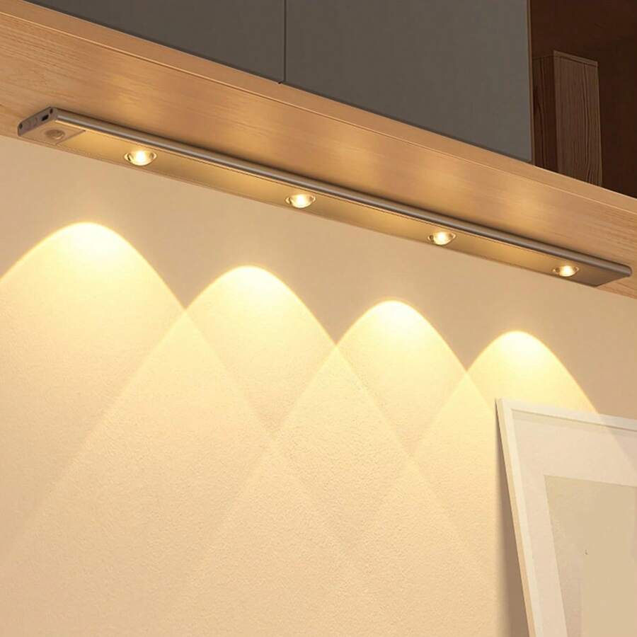 1 قطعة/2 قطعة ضوء استشعار الحركة الذكي LED، مصباح حائط بمستشعر PIR قابل للشحن عبر USB، شريط إضاءة بشكل عين القطة فائق النحافة، 3 أوضاع إضاءة قابلة للتعديل، مناسب للمطبخ والخزانة والخزانة الزجاجية وخزانة الأحذية وإضاءة غرفة النوم