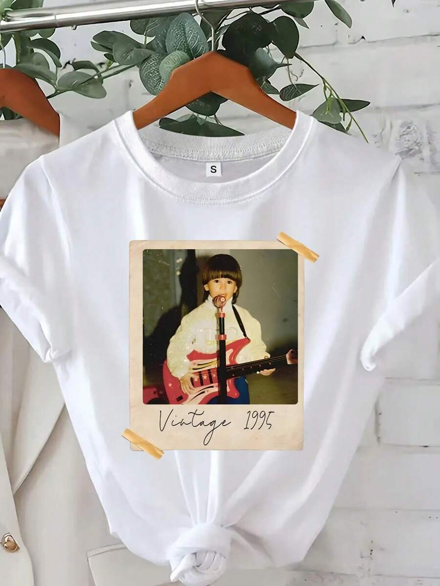Camiseta con Foto y Texto Impresos - Blanco - Ver 1