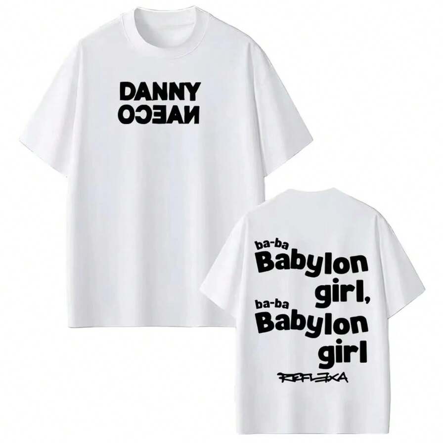Camiseta gráfica de la gira Danny Ocean 2026, camiseta de moda hip hop para hombres de algodón puro de manga corta, casual y cómoda para usar en la calle - Blanco - Ver 1
