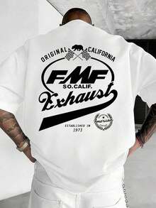 Men's GiftFMF Logo T-Shirt With Double-Sided Design, Motocross-Themed Tee, High-Quality 100% Cotton Short-Sleeve T-Shirt, A Must-Have Summer Fashion Item, Crew Neck, Loose Fit, Y2K Street Hip-Hop Style For Men And Women, Ideal For Off-Road Racing Enthusiasts And The Perfect Gift For Friends. Soft - 白色 - 查看 3