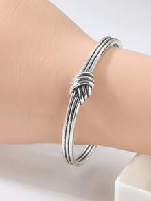 Handmade Vintage Copper Bead Design Open Bangle, Bohemian Style Handcrafted Jewelry Suitable For Parties And Gatherings, Perfect Gift For Women And Girls - Silver - View 8