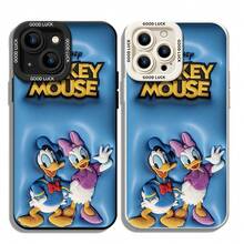 Officially Licensed Disney Donald Duck & Daisy Duck Phone Case, This Protective Phone Case Features Plush‑Style Donald Duck And Daisy Duck Waving Cheerfully, Topped With Raised Bold "MICKEY MOUSE" Lettering, Set Against Bright Blue Bubble‑Textured Background, Made With Flexible, Durable TPU Material To Protect Against Everyday Scratches, Bumps, And Minor Impacts, Compatible With IPhone 17, 16, 15, 14, 13, 12, 11 Pro Series And Galaxy S22, S23, S24, S25 Models, Ideal For Disney Fans. - màu đen - Xem 6