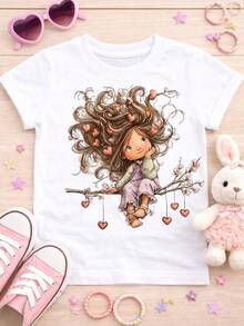 Camiseta para Niñas – Diseño Divertido de Corazón, Camiseta Blanca para Niñas, Regalo para Niñas, Camiseta de Manga Corta de Verano para Mujer, Estilo Moderno, Cuello Redondo, Estampada y Lisa, Blusas Casuales de Algodón Suave de Primera Calidad, Ropa Holgada y Cómoda de Estilo Urbano, Prenda Ligera para Uso Diario, Regalo Perfecto para Mujeres en Festivales y para el Día a Día. - Blanco - Ver 8