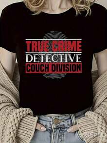 Camiseta Gráfica de la División de Detectives de Crímenes Reales - Camiseta de Algodón Grueso de 220GSM para Hombres y Mujeres, Diseño Retro de Solucionador de Crímenes, Ropa Casual para Entusiastas de los Crímenes Reales - Negro - Ver 1