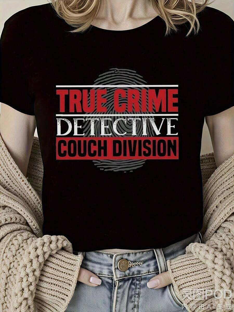 Camiseta Gráfica de la División de Detectives de Crímenes Reales - Camiseta de Algodón Grueso de 220GSM para Hombres y Mujeres, Diseño Retro de Solucionador de Crímenes, Ropa Casual para Entusiastas de los Crímenes Reales - Negro - Ver 1