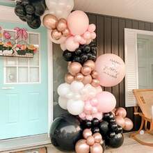 51pcs Black & Pink Balloons, Retro Gray, Pink, Ivory, Black Latex Balloons With Metallic Gold Champagne Boho Party Balloons, Suitable For Birthday, Baby Shower, Wedding Party Decor - Set - View 5