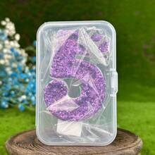 1PC Purple Crown 0-9 Number Birthday Candle Creative New Style, Rhinestone Crown, Suitable For Cake Decoration, Dessert Table, Party Birthday Celebration Candles. - View 6