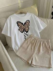 Almacén local, una camiseta de manga corta para mujer con estilo retro americano, de corte holgado y diseño estampado (los pantalones son solo para sugerencias de estilo). Esta pieza sencilla y elegante presenta un patrón de letras impresas con temática tropical, lo que la convierte en un elemento imprescindible para crear un look relajado de vacaciones, perfecto para ocasiones como el Día del Trabajo y el Día de la Independencia de México. - Blanco - Ver 6
