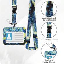 1 Set (Badge Clip + Card Holder + Lanyard) Night Sky Fashion ID Badge Clip, Versatile Fun Retractable Badge Reel Nursing Accessory, Detachable Adjustable Practical Lanyard, Teacher Name Card Badge Holder, ID Card Holder Protective Case Suitable For Men, Women, Teachers, Students, Healthcare Workers, Interns, Assistants, Office Holiday Gift (Blue) - Fashionable - View 5