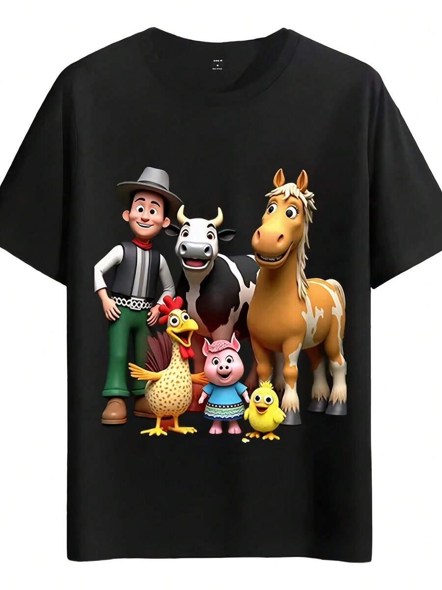 Tshirt Muscle Freaks Granja Dibujos Estilo Granja Animada - Negro - Ver 1