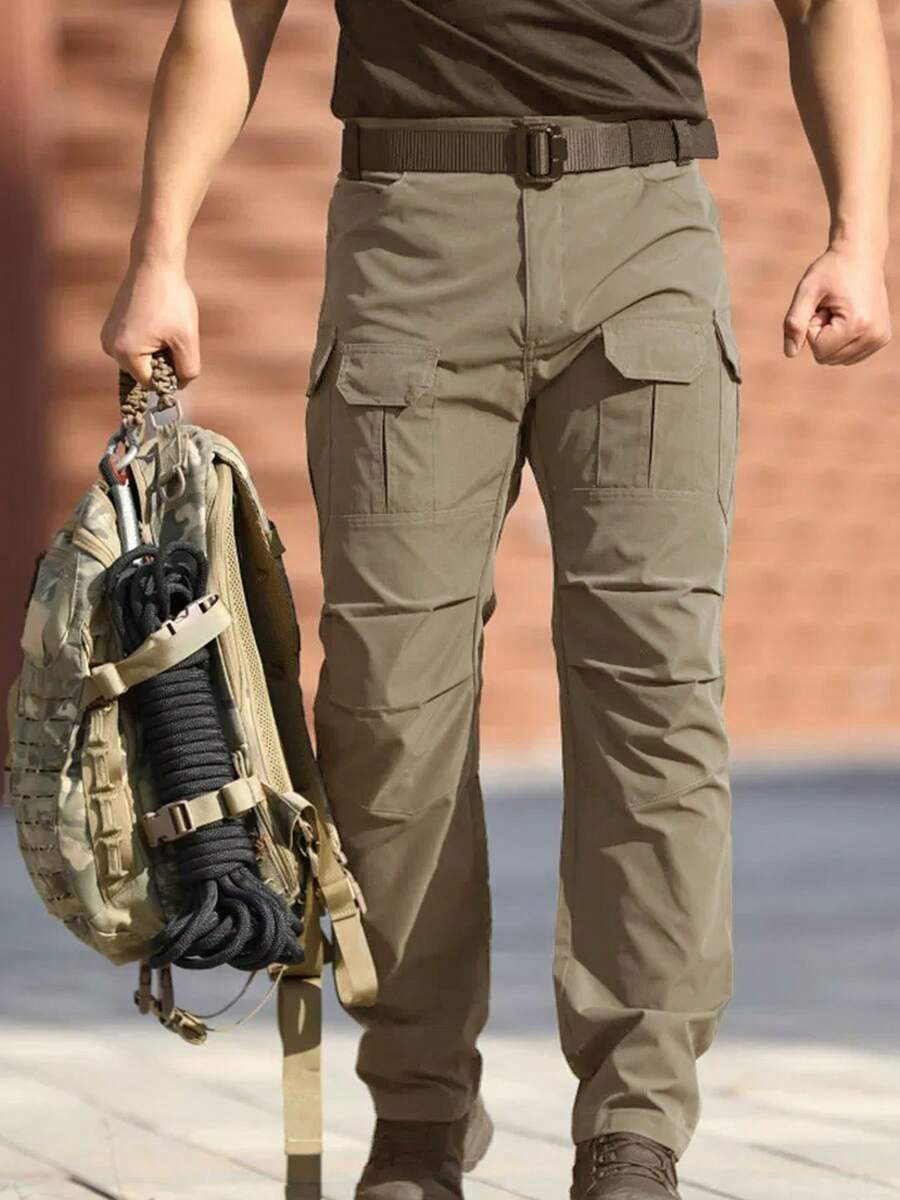 Pantalones utilitarios tácticos juveniles, corte regular para vida cotidiana - Caqui - Ver 1