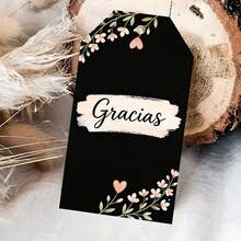 24/48 Pcs Thank You Floral Gracias Text Pattern Gift Tags With Jute Rope, Featuring Minimalist-Style Pink Flowers And Gracias Text Design, Suitable For Gift Wrapping, Party Favors, Thank You Gifts, Expressing Gratitude And Elegant Warmth - A - View 3