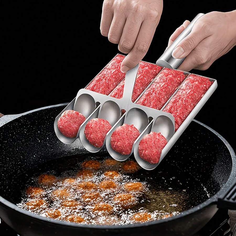 1件裝肉丸製作工具，304不鏽鋼廚房手動不沾肉丸模具，不鏽鋼肉丸與沙拉三明治製作套組