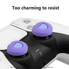 Tapas de silicona para joystick de controlador, diseño de corazón morado y negro, tapas con forma de seta para controlador One - Ver 3