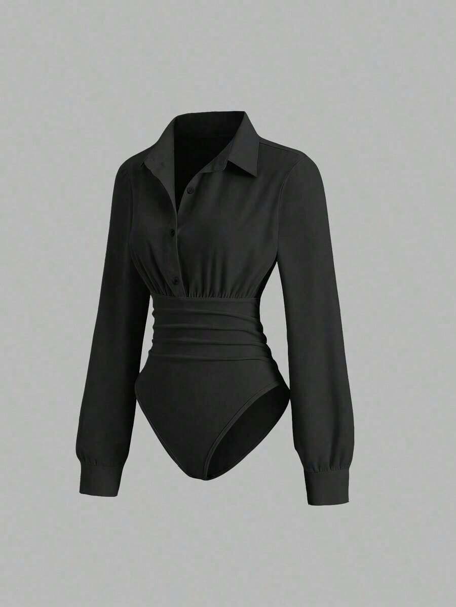 Mono de mujer nuevo, retro y sexy, ajustado y estilizador, elegante y de alta gama, cómodo y versátil, mono blanco de moda para banquetes - Negro - Ver 1